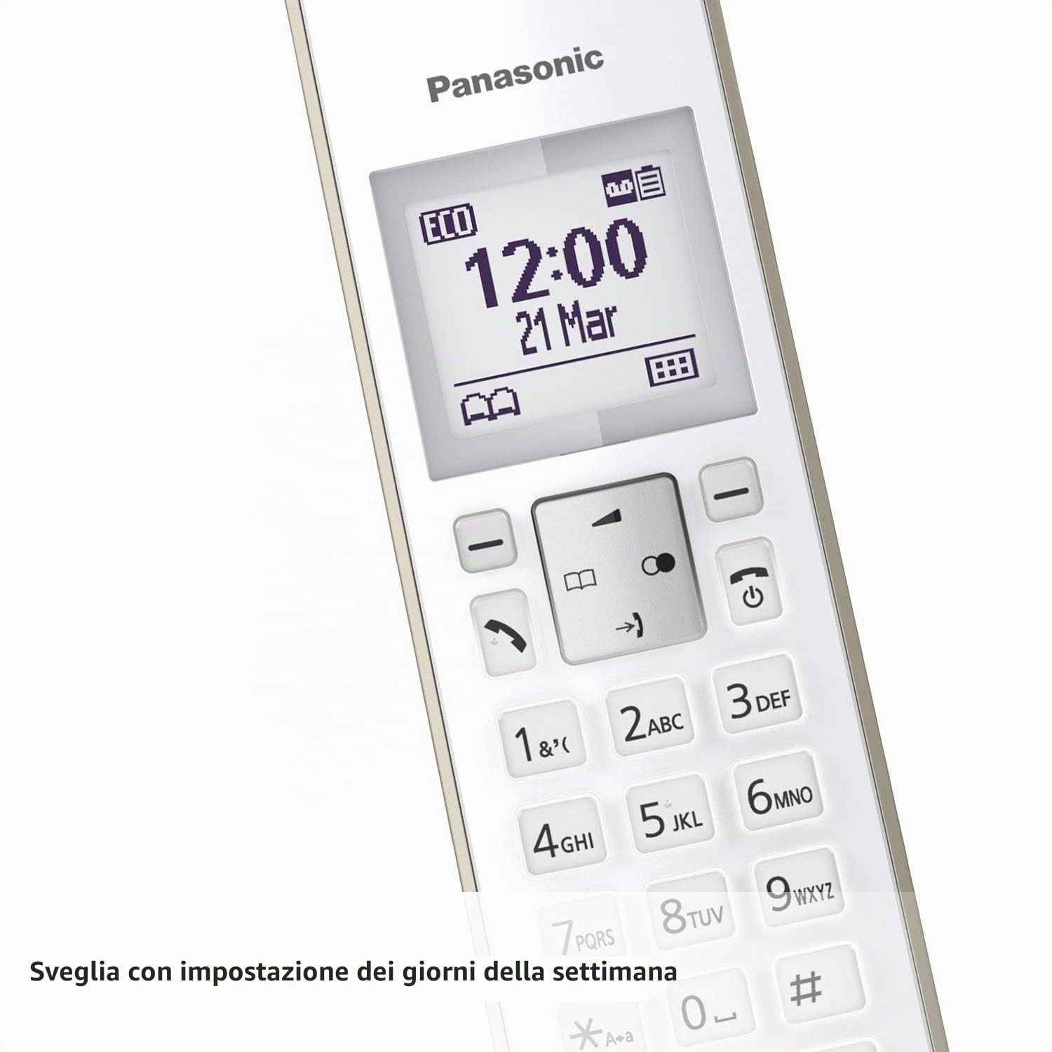 Panasonic KX-TGK220 - Telefono DECT - Cornetta Wireless - Telefono con Vivavoce - 120 Voci - Identificatore di Chiamata - Champagne