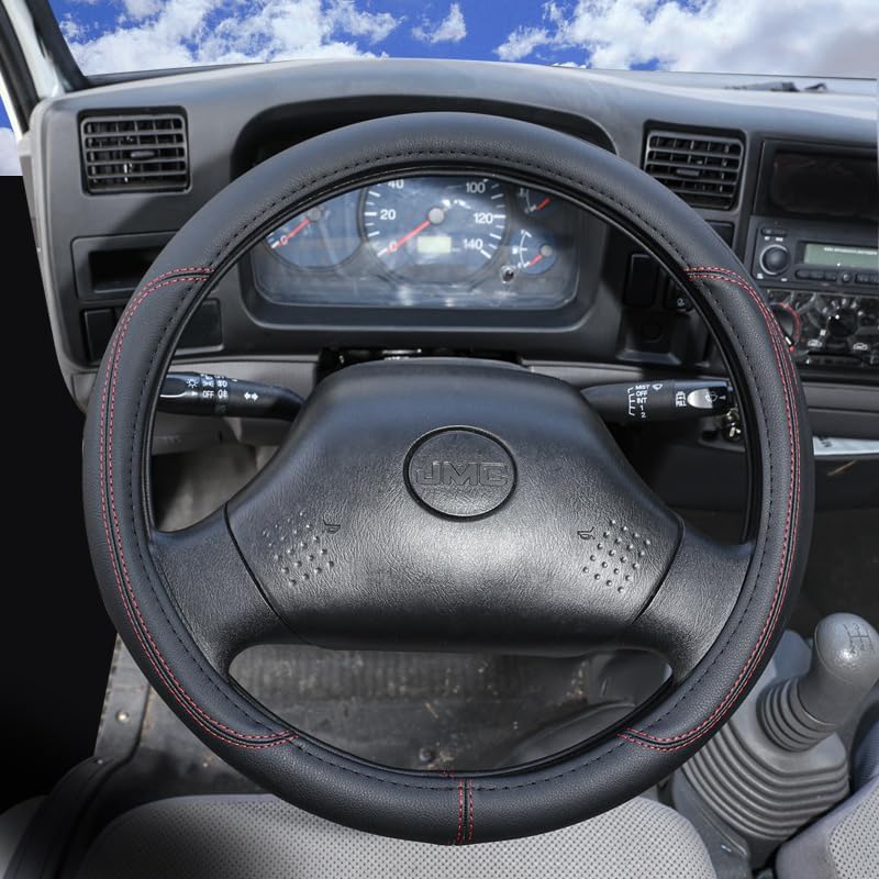 Product Truck Steering Wheel Cover PU Leather Anti Slip Anti Rub Four Season Universal 16 17 18 19inch (Black, 18inch)