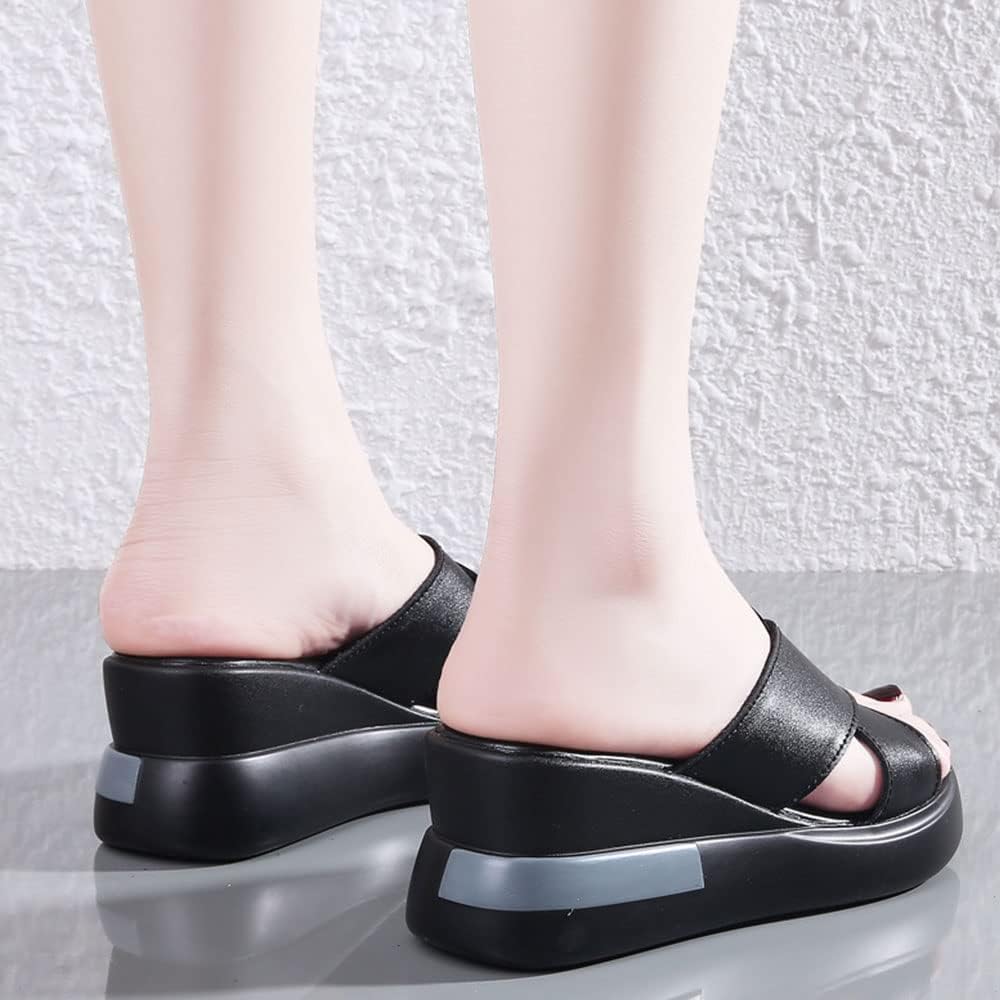 Maylrvjv Women's Platform Slide Sandals Cross Strap Sandals High Heel Wedges Slippers Beach Pool Open Toe Flats Sandals