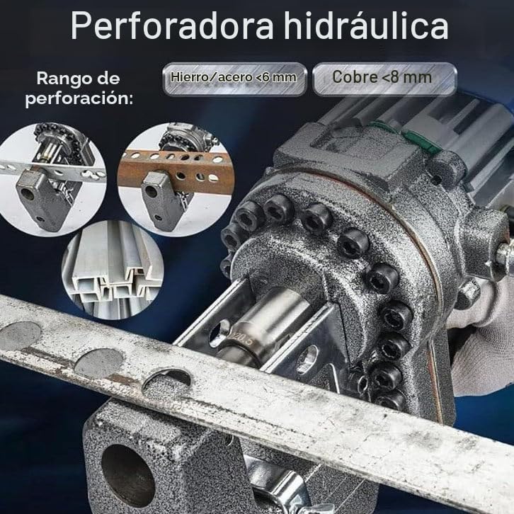 Perforadora hidráulica eléctrica Φ1/4"-4/5" Punzonadora Perforadora de metal Perforación rápida, Posicionamiento preciso, Fácil de operar, para placa de hierro, cobre y aluminio,channelsteel