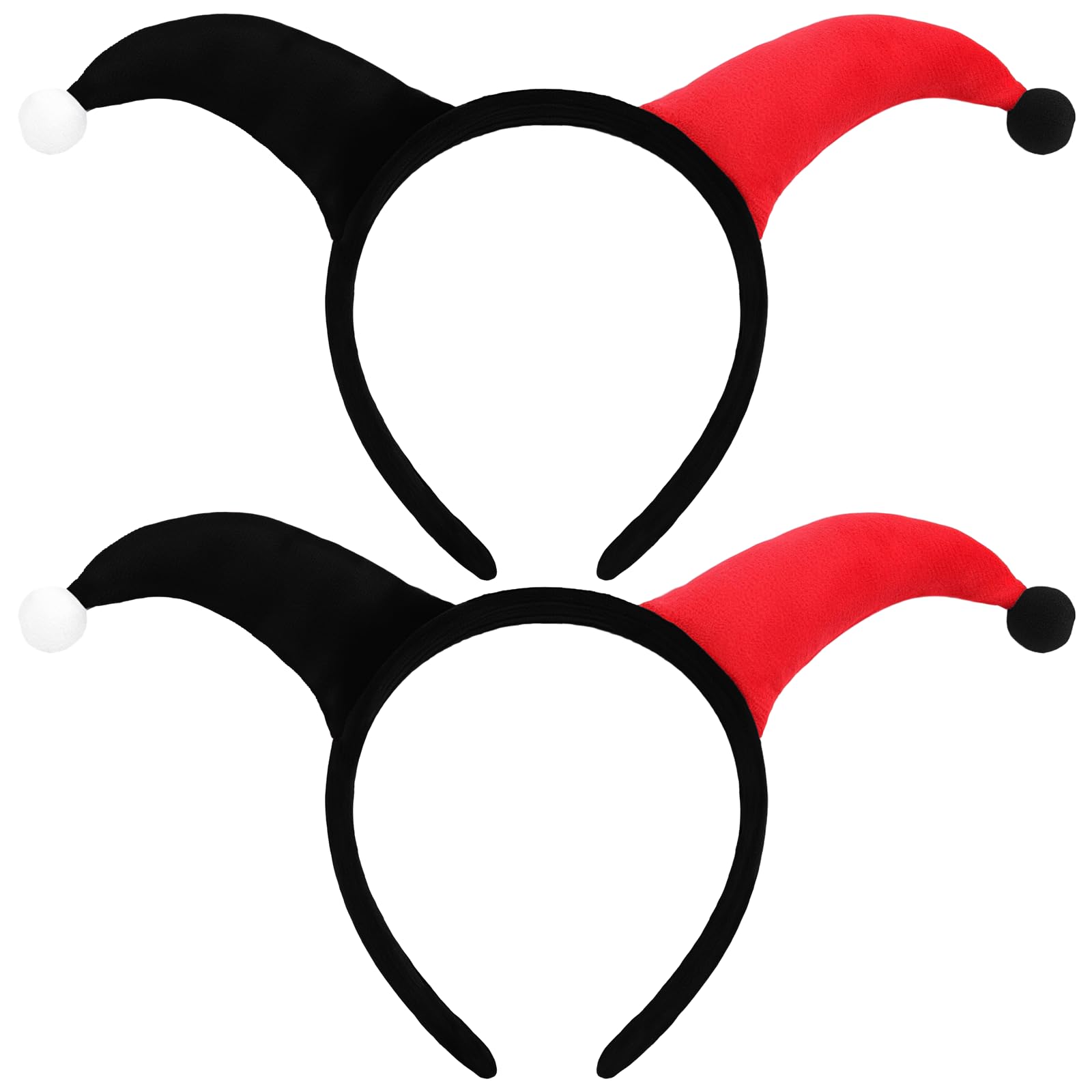 XNHIU 2 Pcs Jester Clown Headband Red Black Fancy Dress Hairband The Joker Halloween Costume for Halloween Party Cosplay Carnival