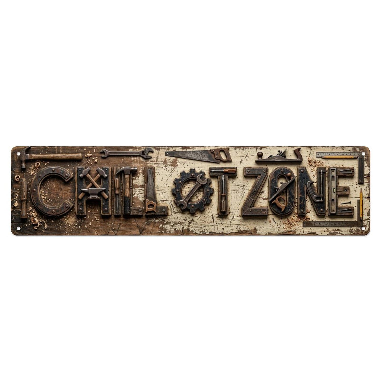 Chill Out Zone Faded Workshop Metal Tin Skinny Sign Plaque Wall Decor for Cafe, Club Bar, Office, Home Garden Metal Poster 4x16Inch