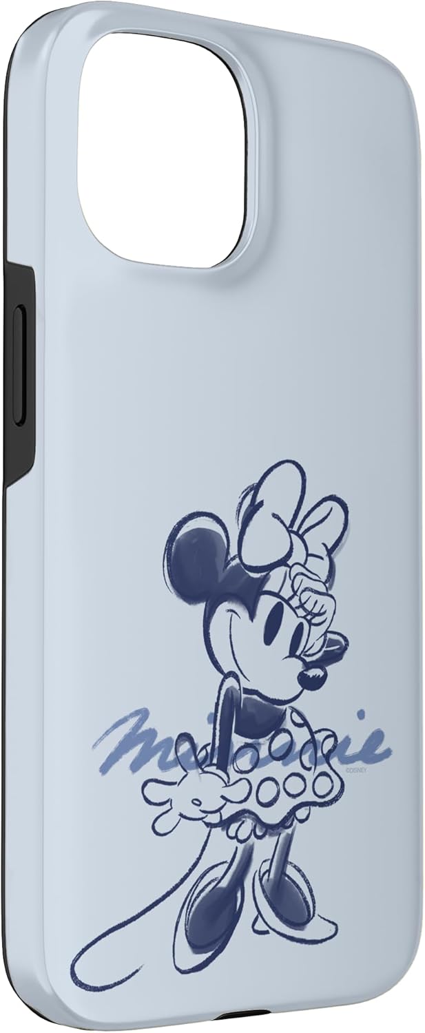 iPhone 15 Disney Minnie Mouse Sketch with Name Retro Vintage Art Style Case