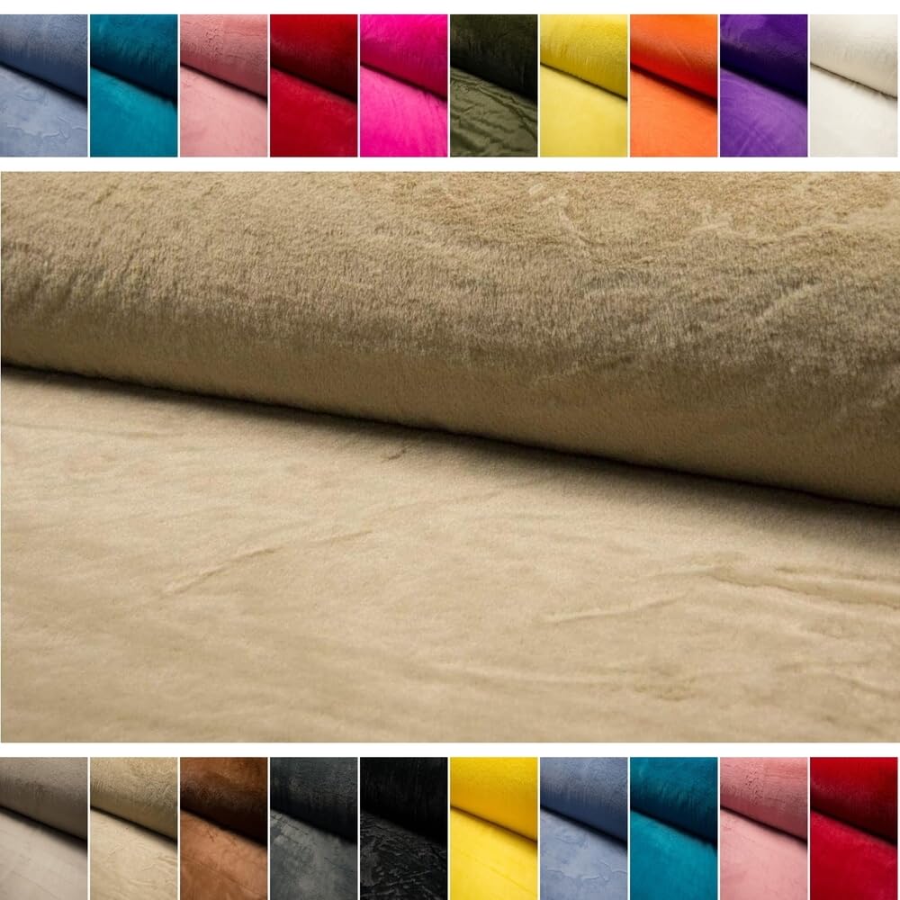 Fabrics-City camel tissu en fausse fourrure de luxe peluche lapin premium, idéal pour ameublement, vêtements, accessoires, décoration, création artisanale, passionnés et, 5326