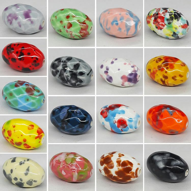 200 Uds. Cuentas de cerámica de colores mezclados de 28x18MM para hacer joyería, cuentas sueltas de cerámica para pulseras, colgante de cerámica artesanal
