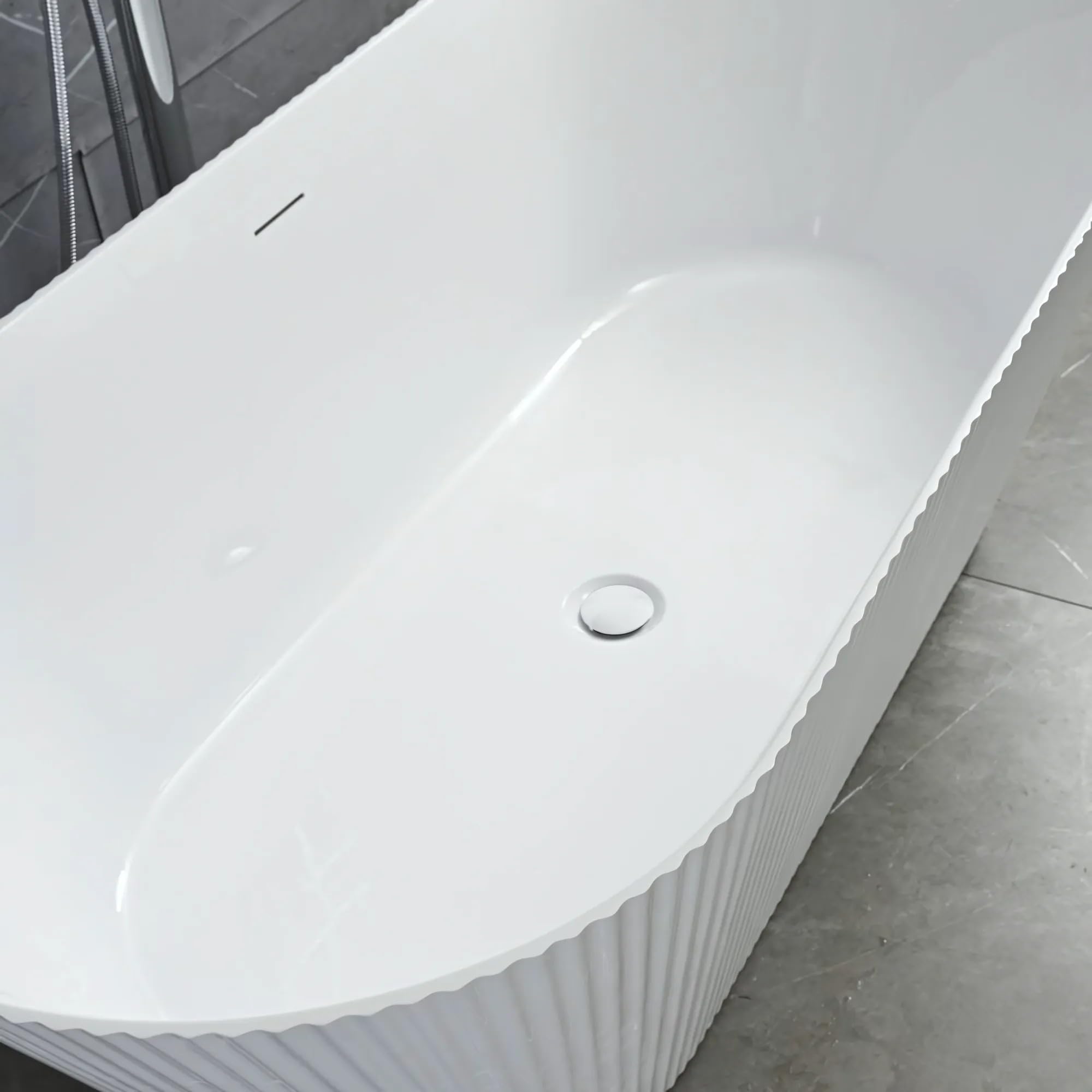 Rea - Bañera independiente de acrílico Ofelia 170 con tapón blanco - 170 x 74 x 59,5 cm
