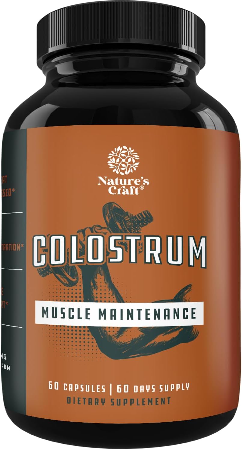 Natures Craft Bovine Colostrum Capsules with Immunoglobulin G - Colostrum Supplement and Muscle Builder for Gut Health Joint Support Immune Boost Bone Strength and Brain Support Probiotic Supplement