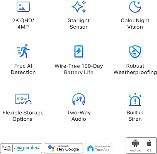 Miniatura 3 de TP-Link Tapo 2K QHD - Sistema de cámara de seguridad inalámbrica para exteriores batería de hasta 180 días visión nocturna a color con sensor de luz