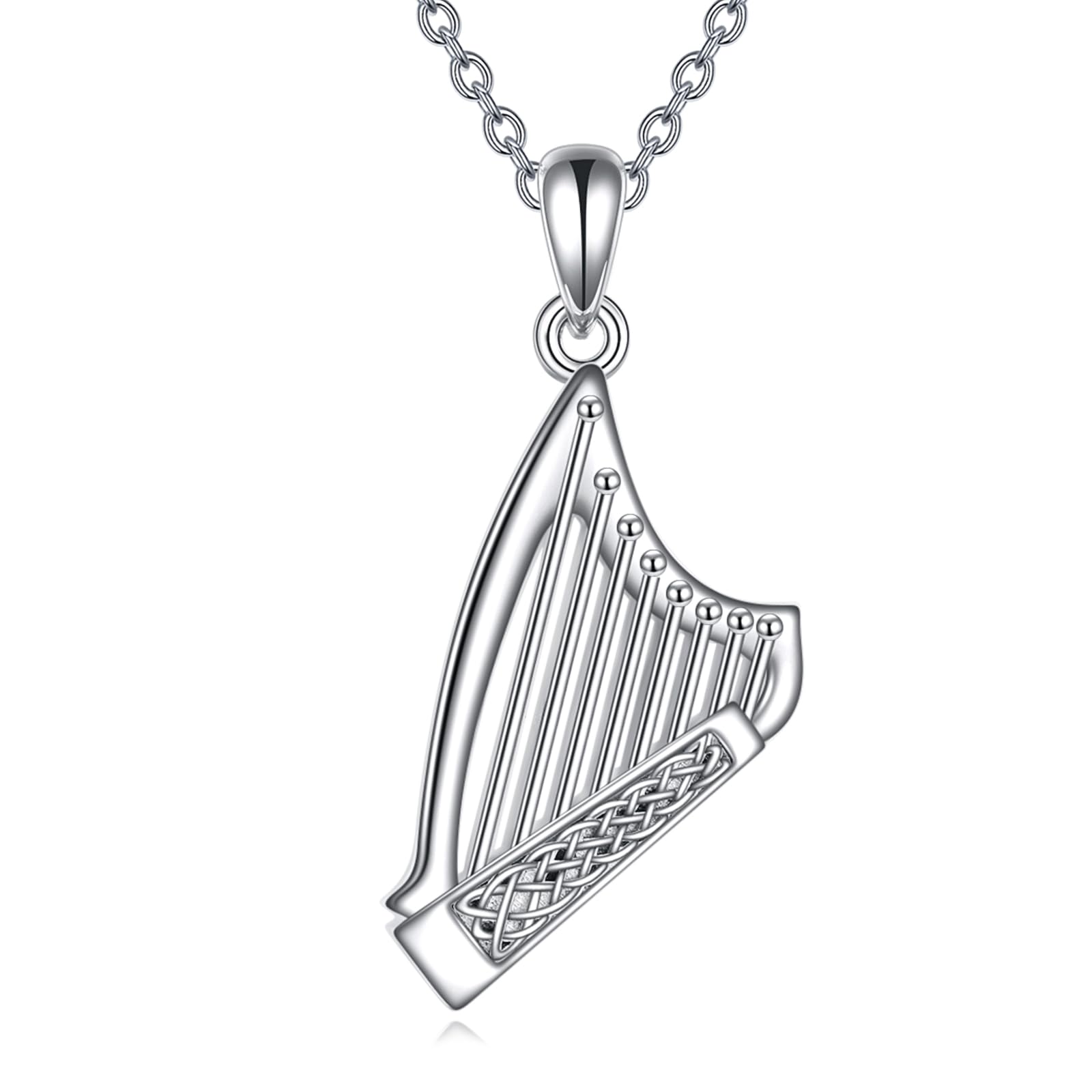 YFN Collana con ciondolo a forma di arpa in argento Sterling con strumento musicale, per uomo e donna, in argento Sterling, senza gemma
