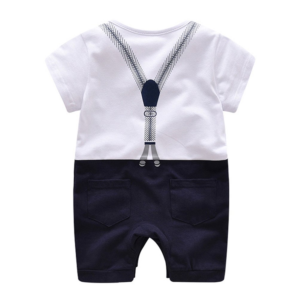 Image secondaire de Ding-dong Baby Boy Summer Cotton Gentleman Bowtie Romper(Navy, 18-24M)