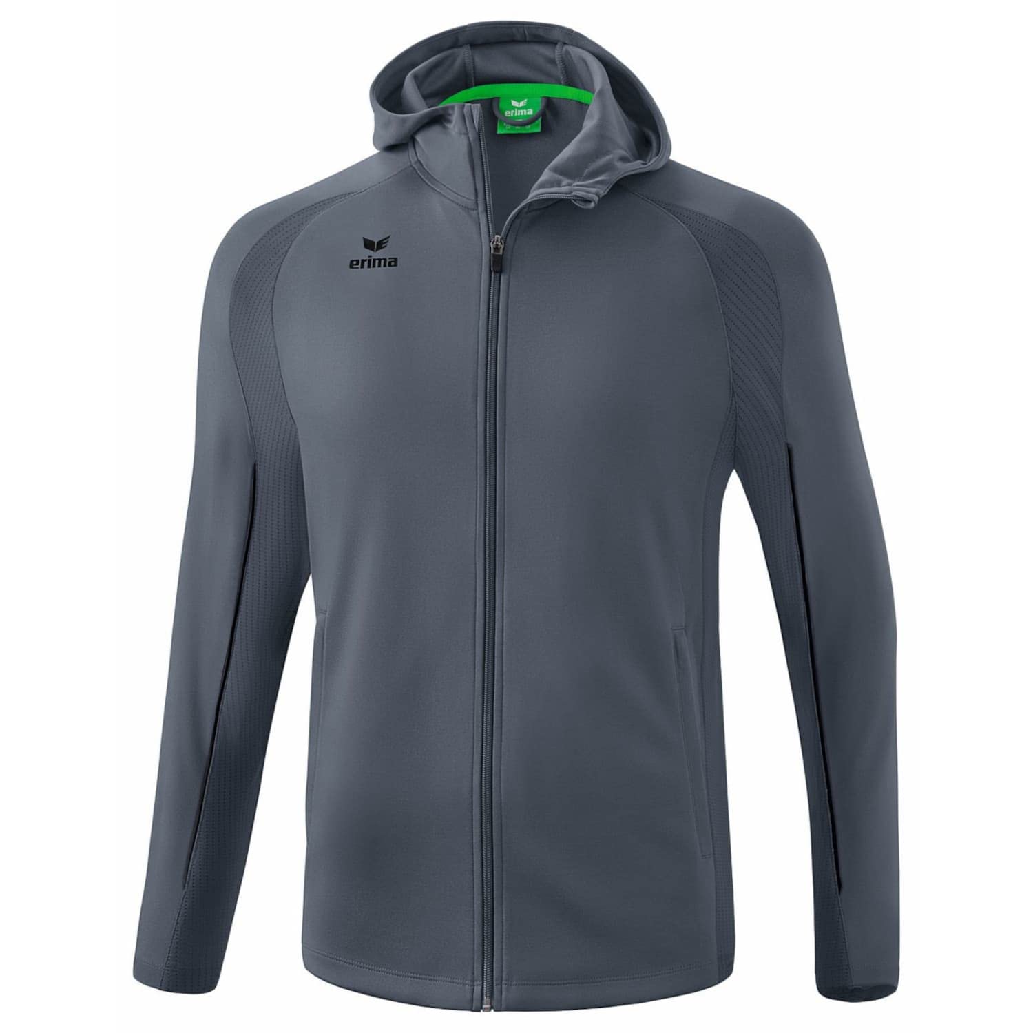 Erima Liga Star Training Jacket with Hood, Slate Grey/Black, 3XL