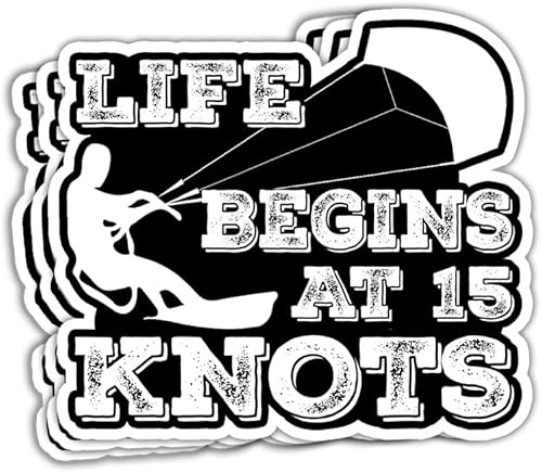 HUVITEE Pegatinas Life Begins at 15 Knots Kiteboard Pegatinas Kitesurf Kitesurf Kitesurf Kiteboard Kiteboard Pegatinas Regalo Hard Hat Pegatinas