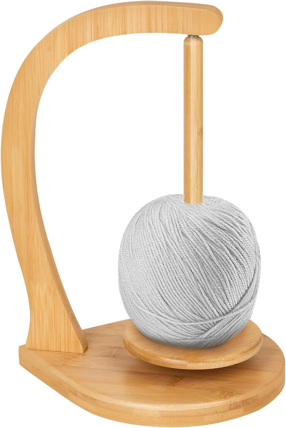 Wooden Yarn Holder for Knitting and Crocheting, Magnetic Crochet Yarn Holder, Spinner Yarn Holder for Crocheting, Crochet Accessories for Yarn Ball (Walnut Brown) - Large