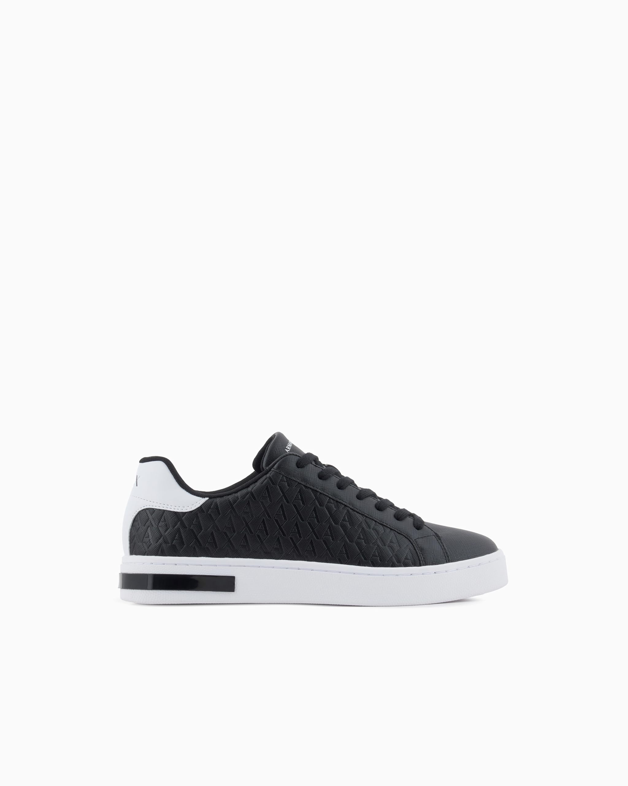 Armani Exchange Xm000140 Sneakers Con Lacci In Ecopelle Da Uomo MC011 BLACK+​OPTICAL WHITE 45