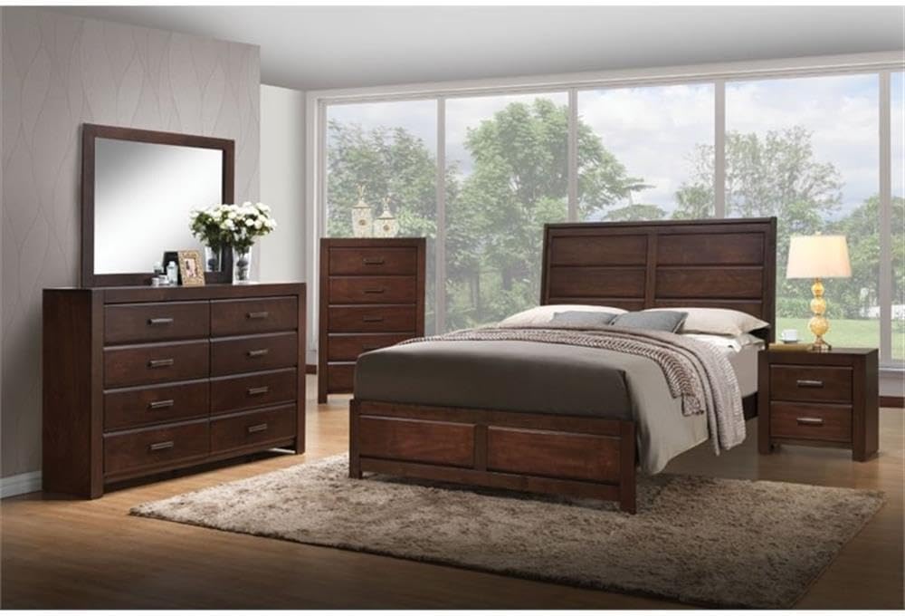 Oberreit Walnut Finish 2-Drawer Wooden Nightstand