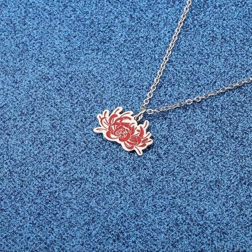 Image of WUSUANED Red Flowering Necklace Herb Jewelry Re d Spider Lily Gift Flower Lover Gift