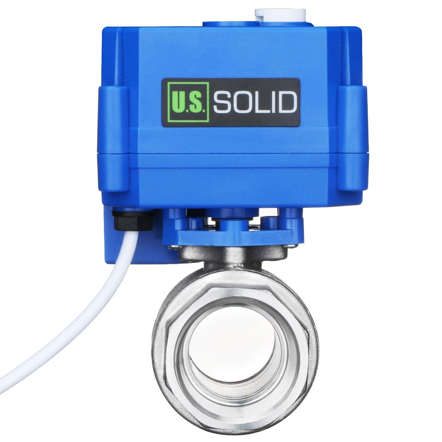 U.S. Solid Zmotoryzowany zawór kulowy – elektryczny zawór kulowy G 2,5 cm ze stali nierdzewnej z funkcją ręczną, pełny port, 9-24 V AC/DC i 3-przewodowa konfiguracja przerwy dodatniej