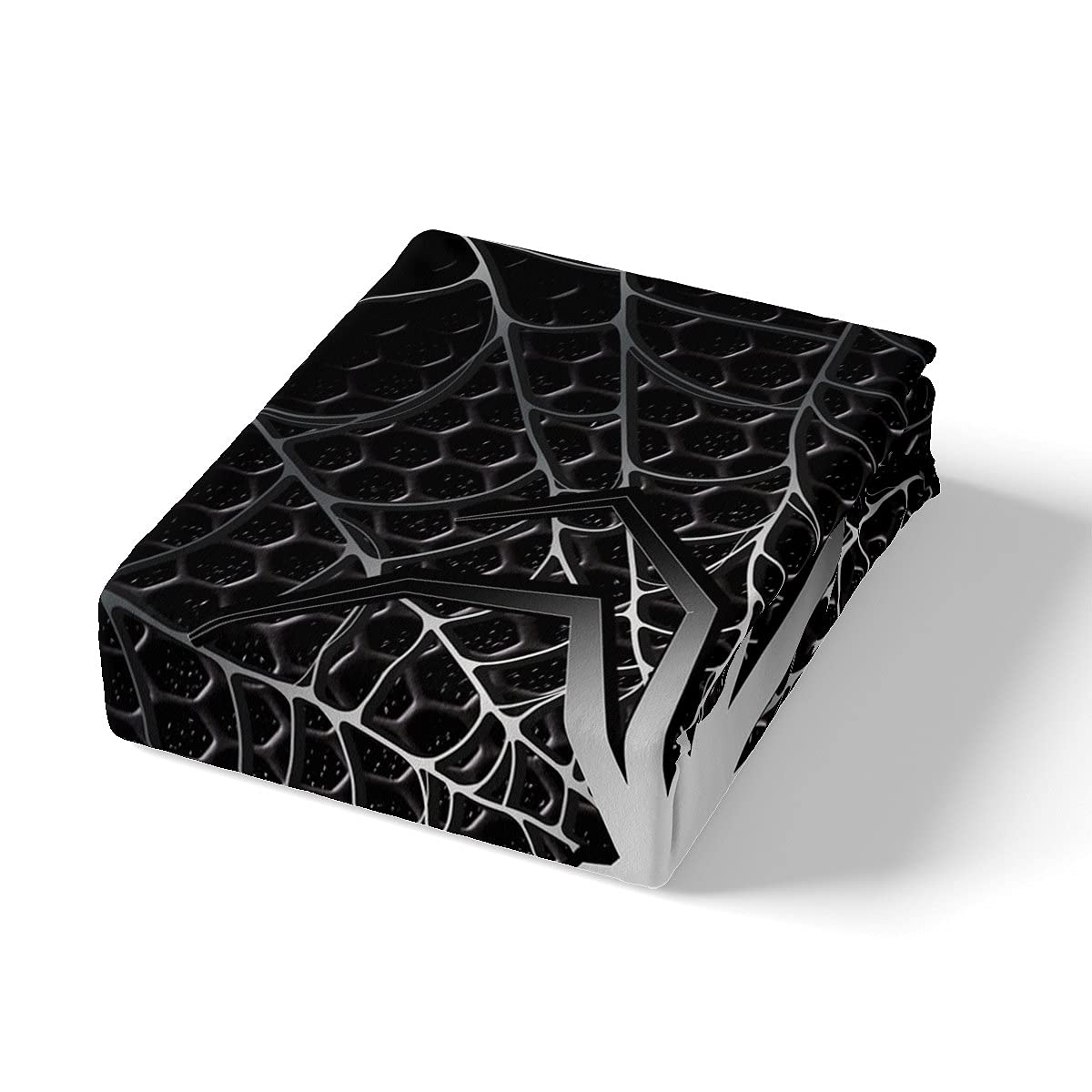 Loussiesd Juego de ropa de cama de araña para niños y niños 3D Scary Spider Web Ropa de cama y lino Negro Blanco funda de edredón Spider Animal Ropa de cama y lino Super King 3 piezas