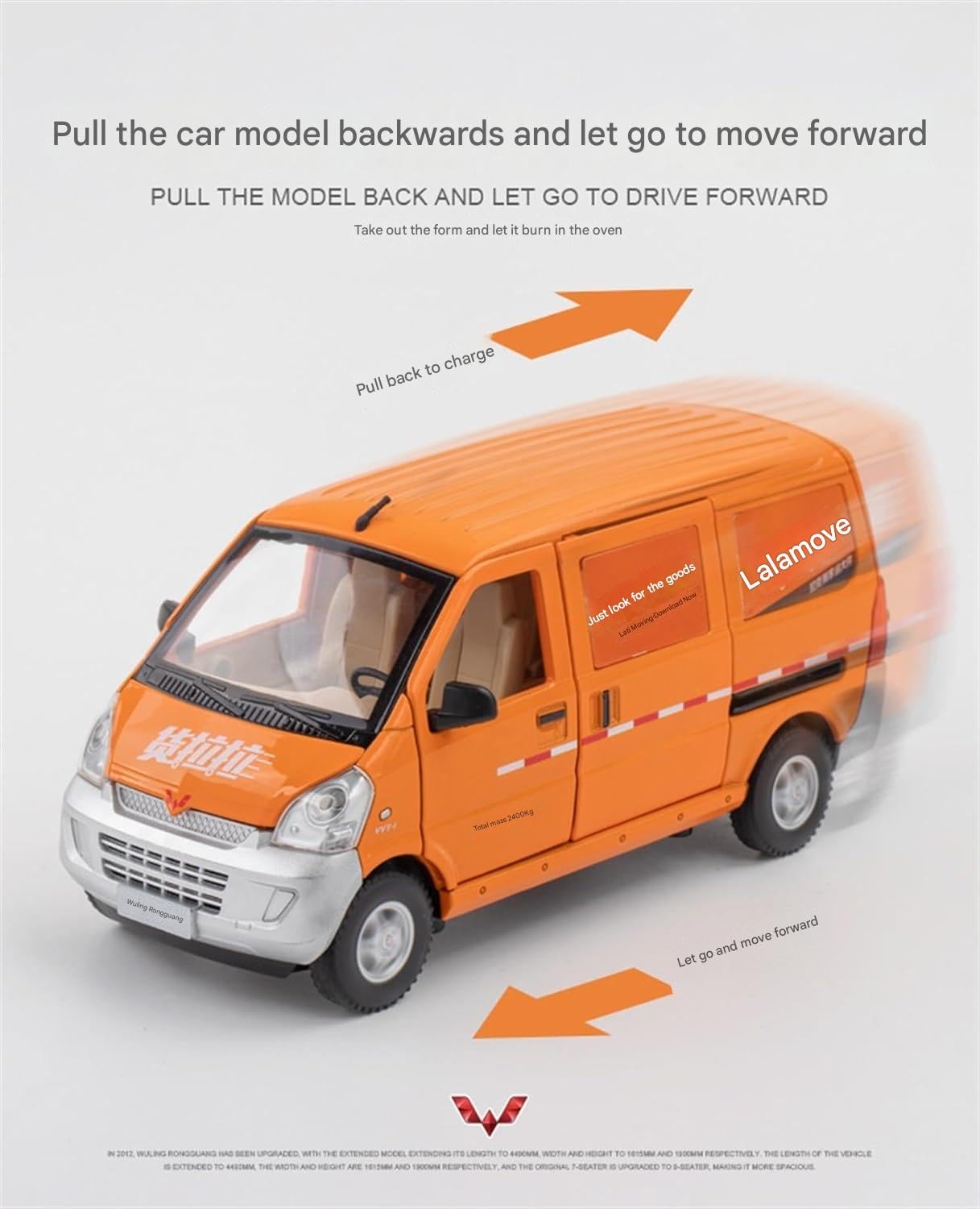 Advisian store Exclusive Alloy Metal Pull Back | Die-cast Car Model with Sound Light Mini Auto Toy for Kids Metal Model Toy Car with Sound and Light (1:24 Wuling Rongguang Van -Orange) 3