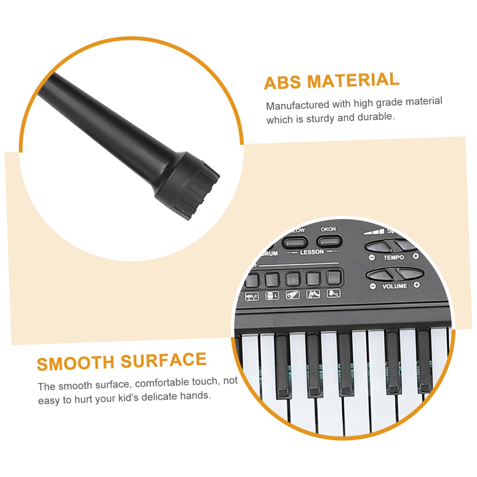 Juguete de Piano Electrónico 61 Teclas Negro Abs para Niños