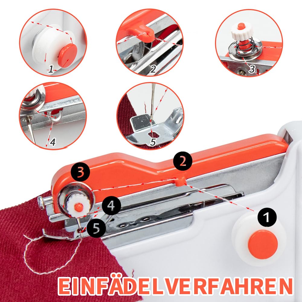 Handnähmaschine,Mini Nähmaschine,Tragbare Elektrische Mini Nähmaschine für Anfänger Erwachsene,Schnell Zu Nähen Geeignet,für Kleidung,Stoffe,Cutains,Heimreisen