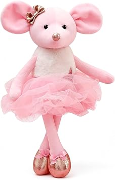 15.5 Inch Ballerina Mouse Plush Cute Ballet Mouse Stuffed Animal Ballerina Dolls Soft Ballet Dance Recital Gifts for Girls