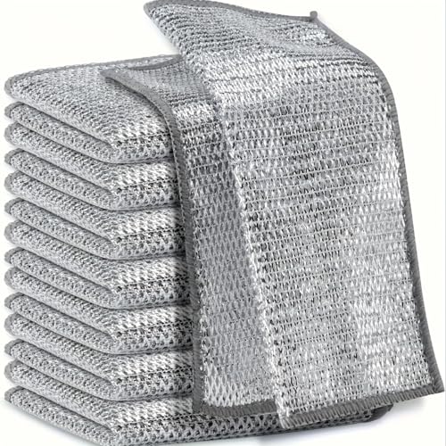 10pcs Miracle Cleaning Cloth - Ultra-Durable Mesh Ultrafine Fiber Set - Easy for Dry and Wet Cleaning - Very Suitable for Tableware Metal Surfaces etc.! No Scratches Kitchen Genius