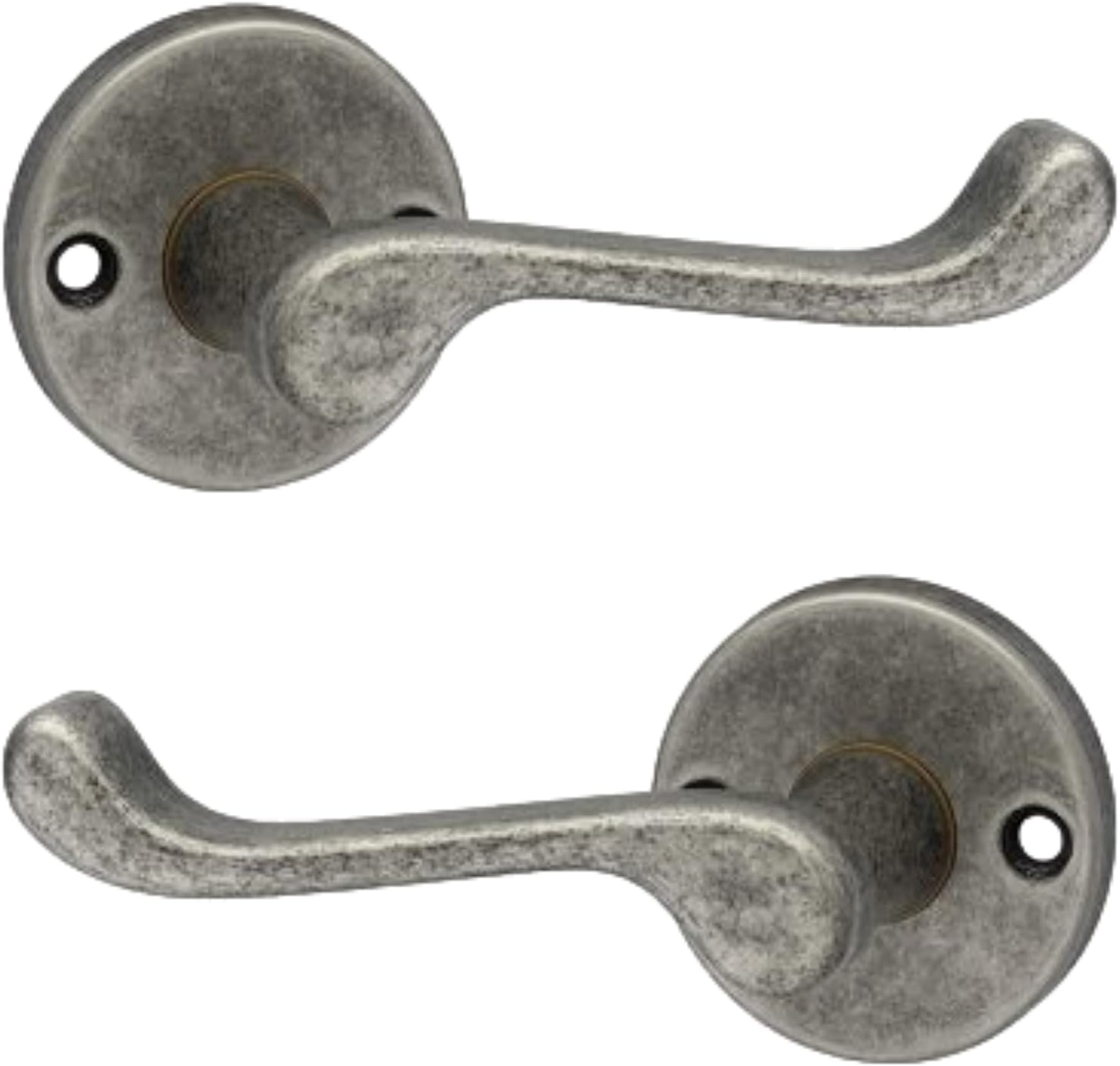100-460-AT Victorian Scroll Antique Pewter Lever on Rose Door Handle Set