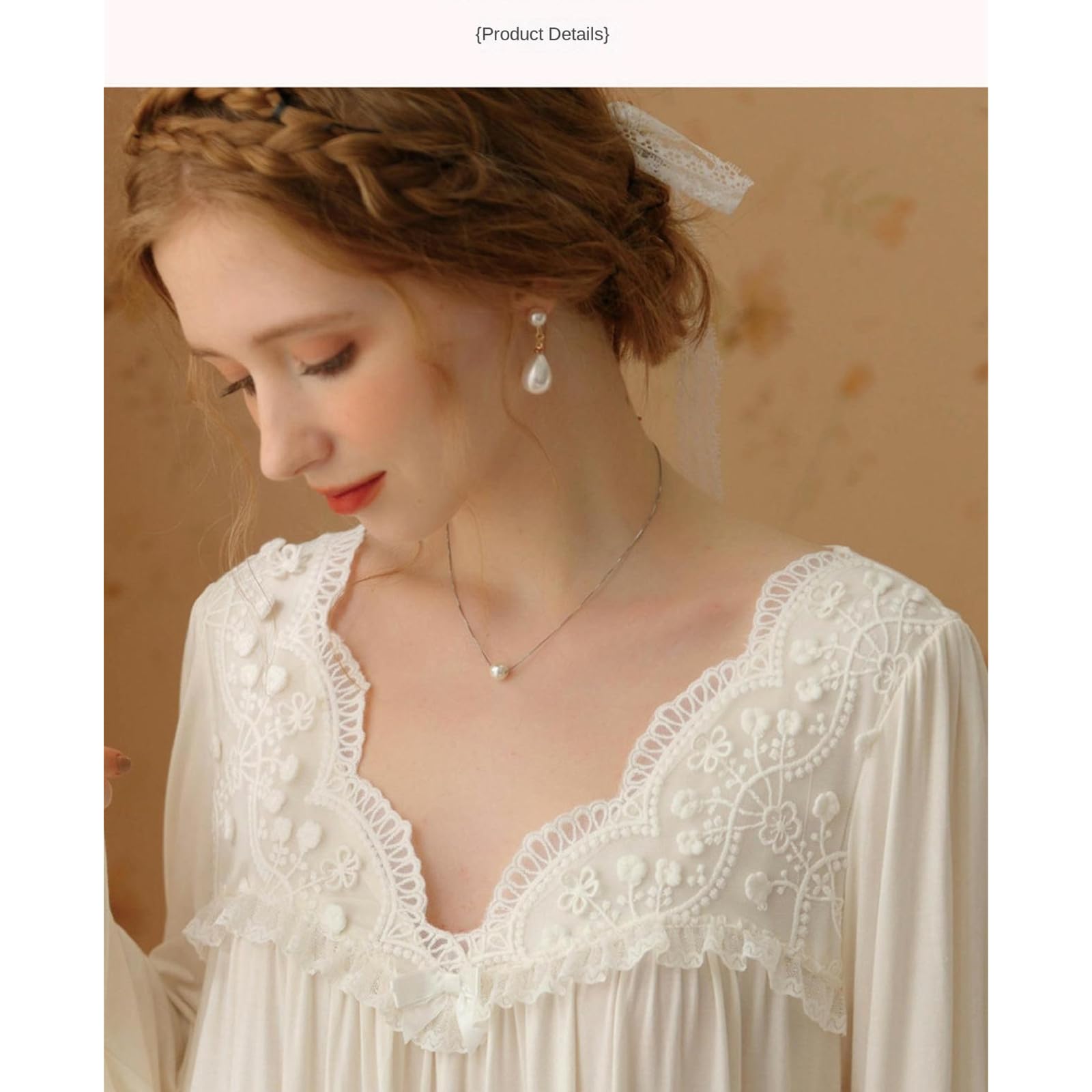 Camicia Notte Donna Princess Nightdress Spring E Autunno A Manica Lunga Cotone Abito da Fata da Fata da Fata Vestiti per La Casa-Rosa-l