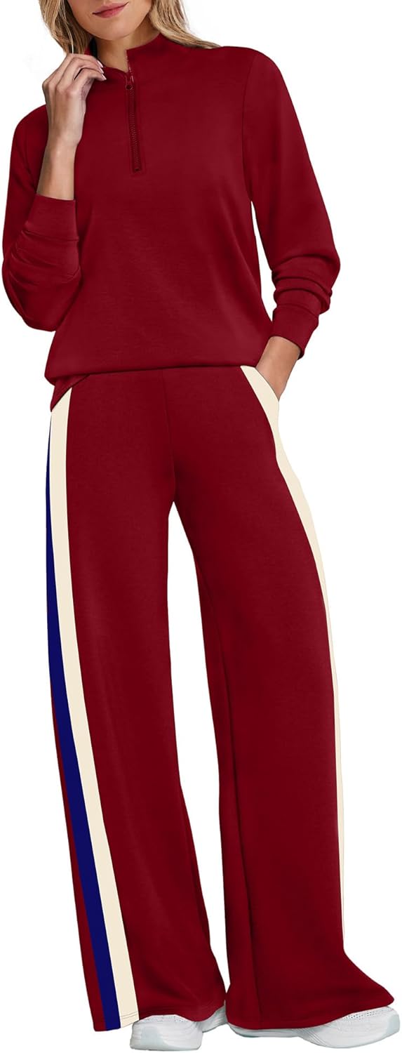 WIHOLL Women 2 Piece Outfits Airport Travel Vacation Sweatsuits Wide Leg Pants Lounge Set 2025 Fashion Clothes - Image 4