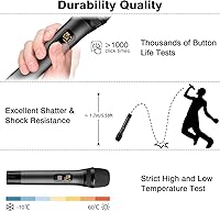 Vista 7 de Sistema de micrófono inalámbrico, micrófonos inalámbricos sin cable duales UHF de metal, micrófono de mano, juego de micrófono inalámbrico