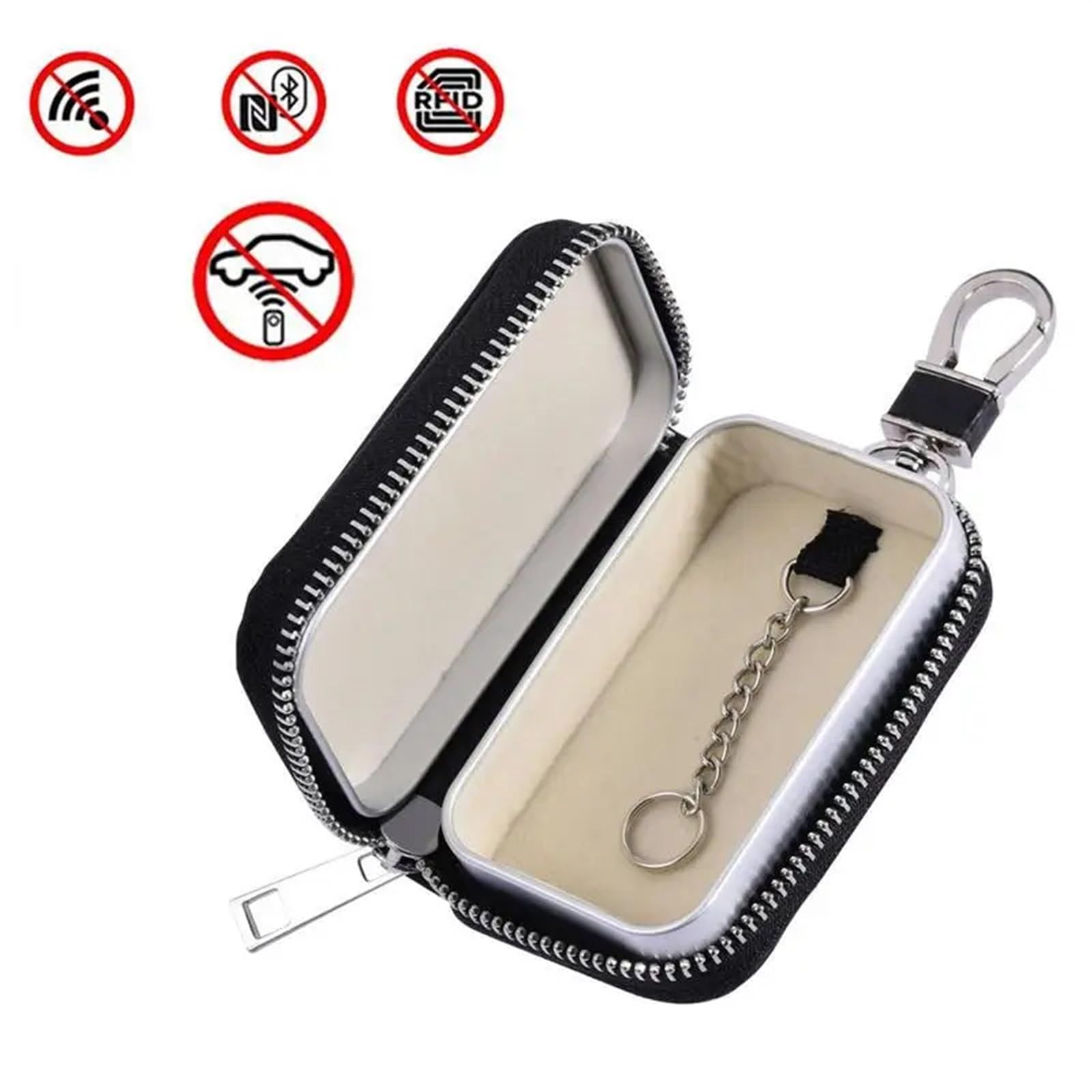 Funda de piel con bloqueo de señal RFID para llaves de coche sin llave