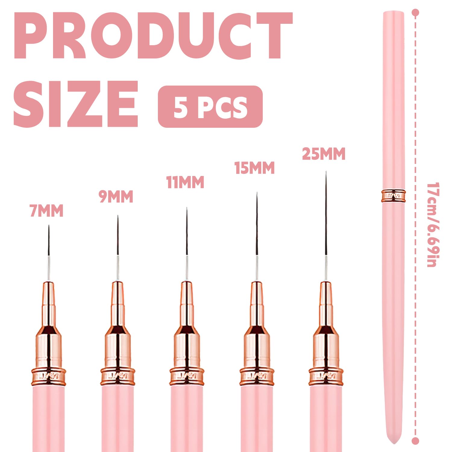 5 Pcs Thin Nail Liner Brushes, Thin Nail art Brushes, for Long Lines Details - Image 4