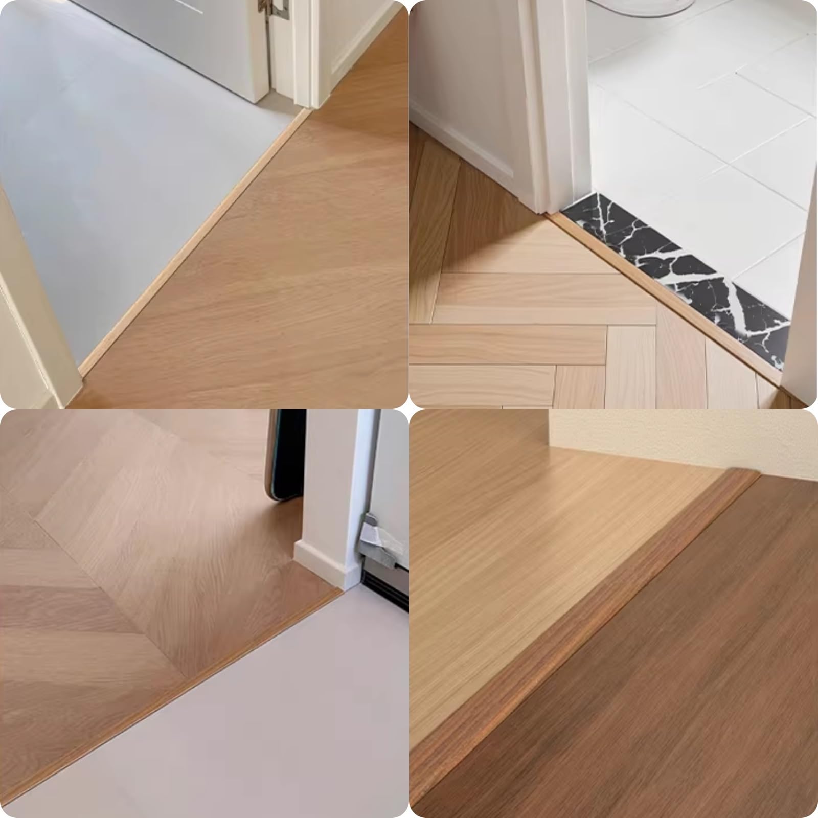 Samoprzylepna aluminiowa listwa progowa do drzwi, 90 cm, 15 mm, szerokość 60 mm, biały profil podłogowy, 3 szt., 90 cm