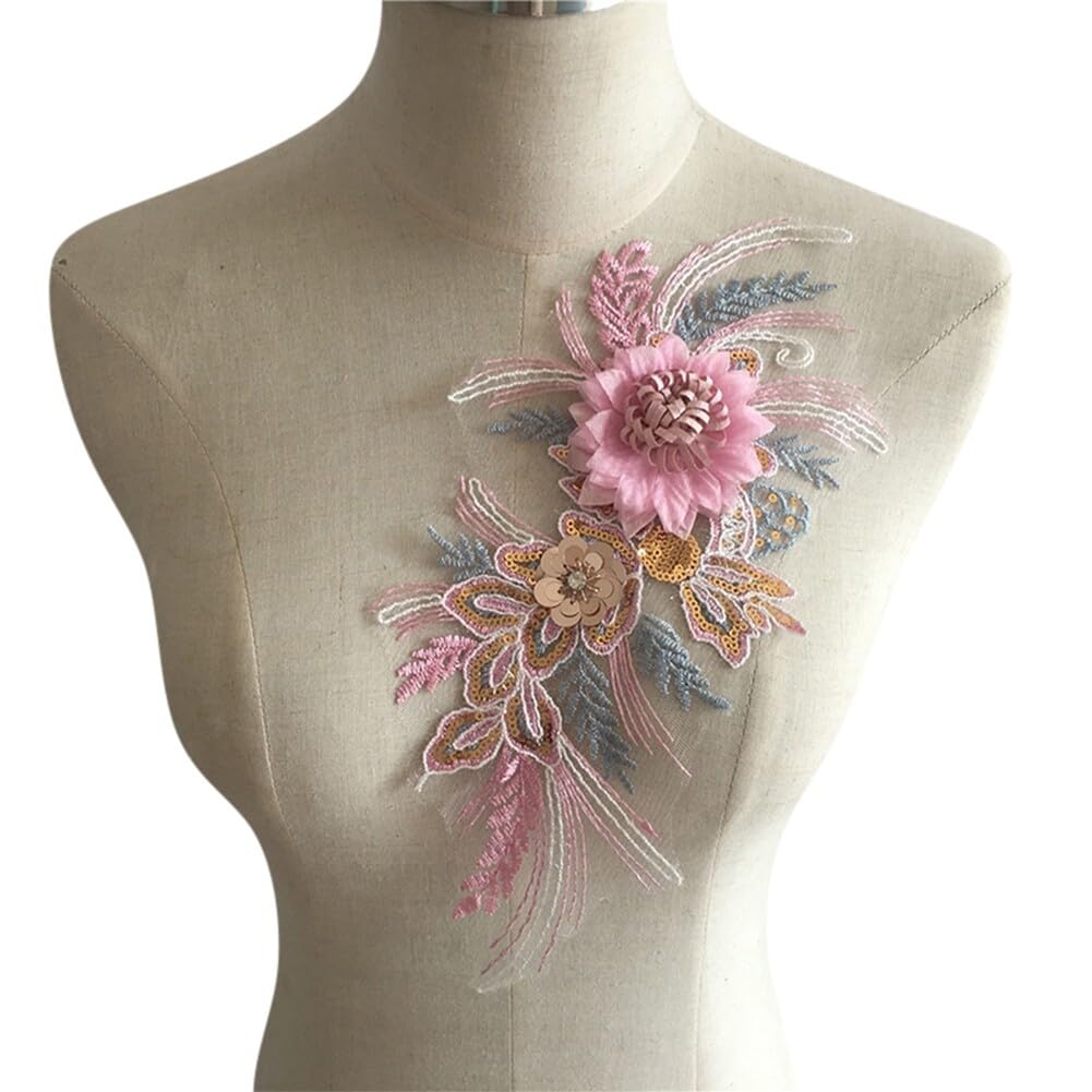 Appliques Dentelle à Paillettes 3D HOBBIESAY - Lot De 4, Broderie Perlée Pour Robes, DIY