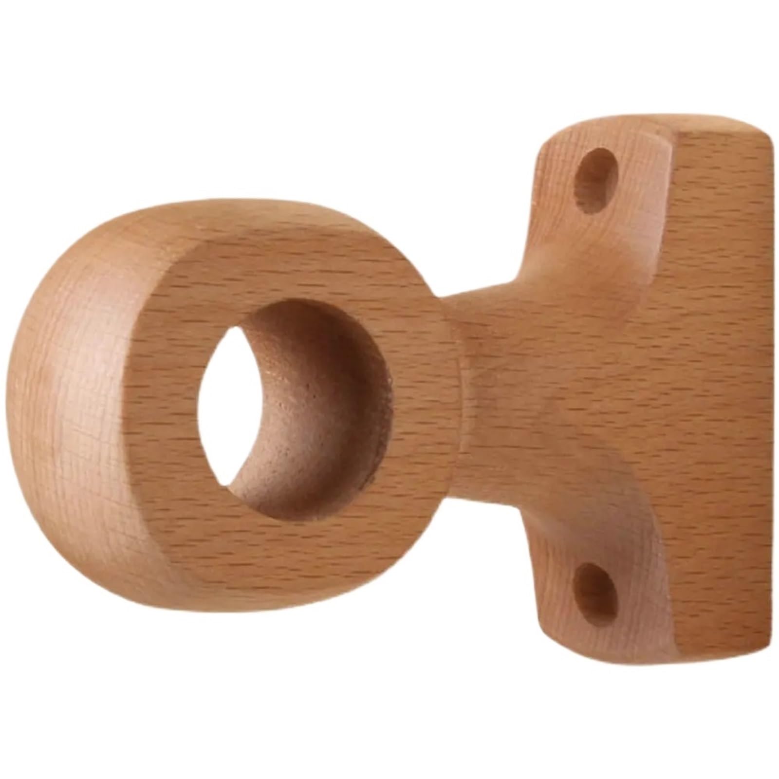 GLDYTVF Durable 30mm Wooden Beech & Walnut Curtain Rod Bracket with Terminal Ring - Easy Installation Support for Curtain Rods (1PC Beech)