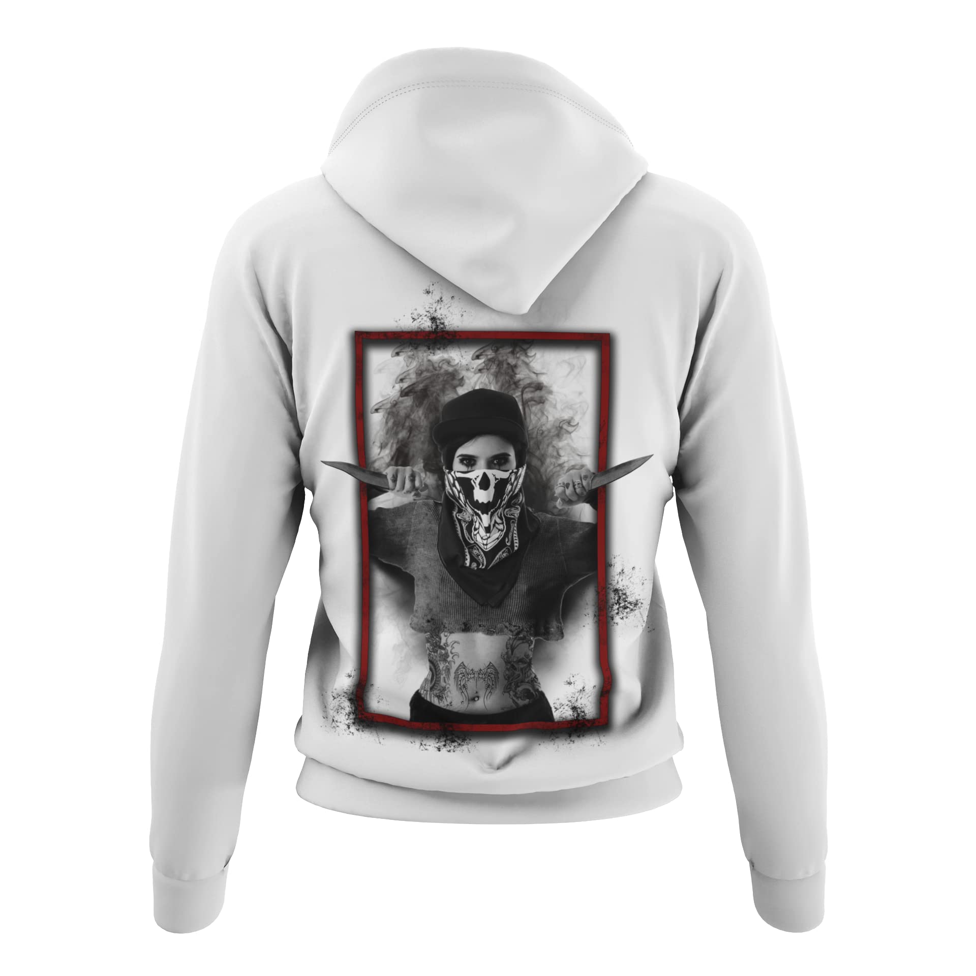knut Fashion & Streetwear Nowoczesna, przytulna bluza z kapturem, damska bluza z kapturem, z motywem tatuażu, z kapturem, rockowy, z długim rękawem, rozmiary XS-XXXL