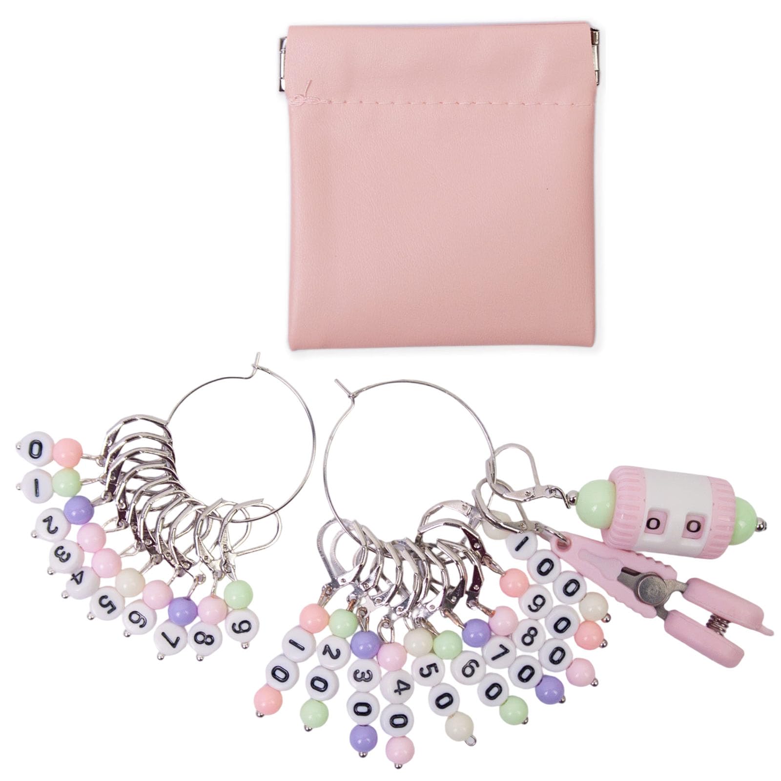 Jazuaiao A 10Pcs Number Stitching Marker Charm Locking Crochet Stitching Marker With Knitting Counter Scissors For Knitting Weaving Metal Markers
