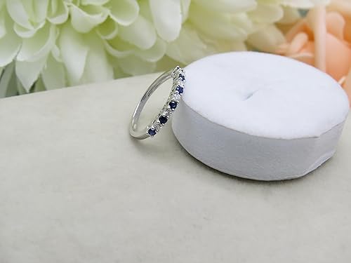 Miniatura 3 de Dazzlingrock Collection Regalo del día de San Valentín, anillo de boda apilable con piedras preciosas redondas alternativas o diamantes para mujeres