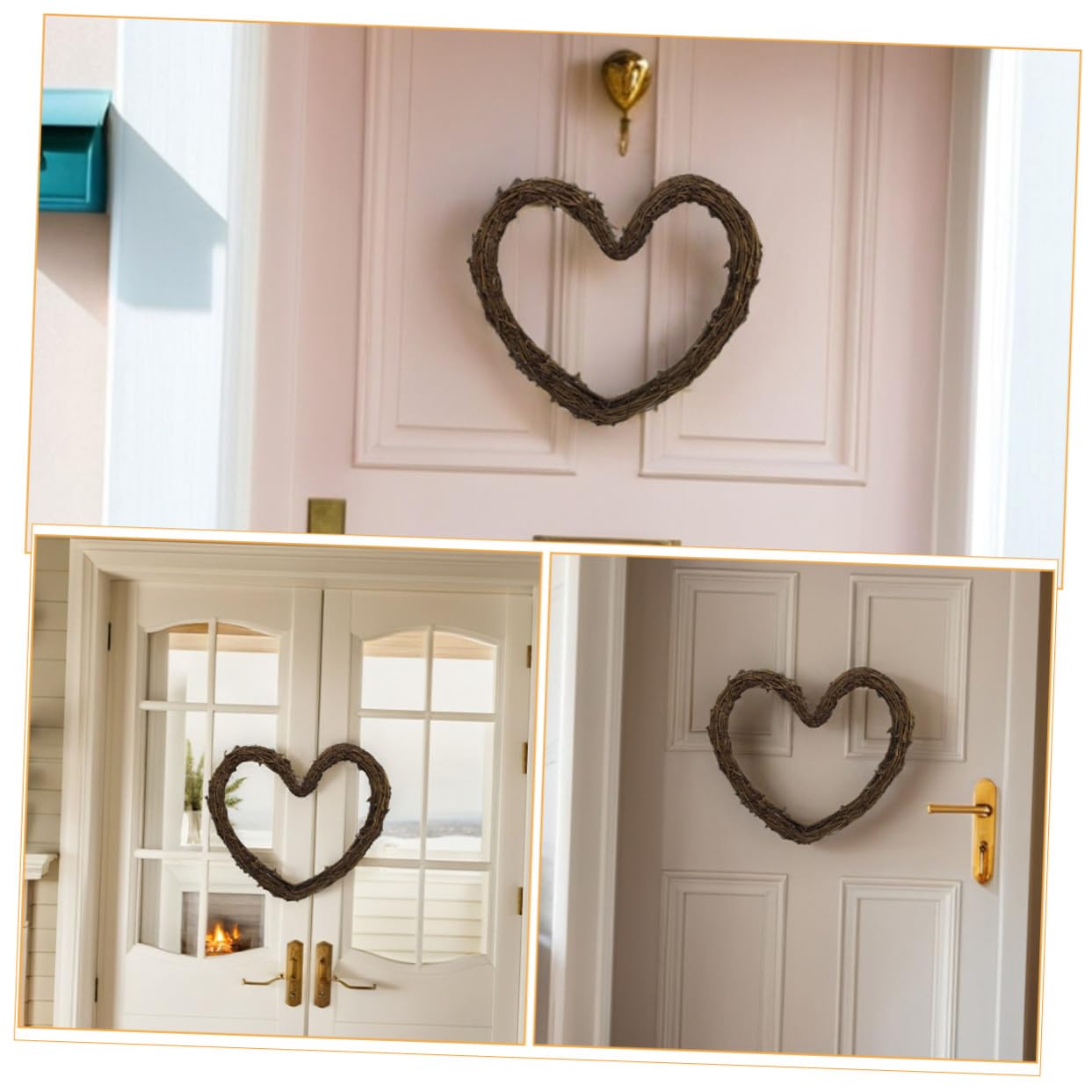 INOOMP 4 Piezas Guirnalda de Ratán en Forma de Corazón Guirnalda de Vid para Decoración Colgante DIY Materiales para Guirnaldas de Bricolaje para Fiestas Festivas y Eventos Caseros
