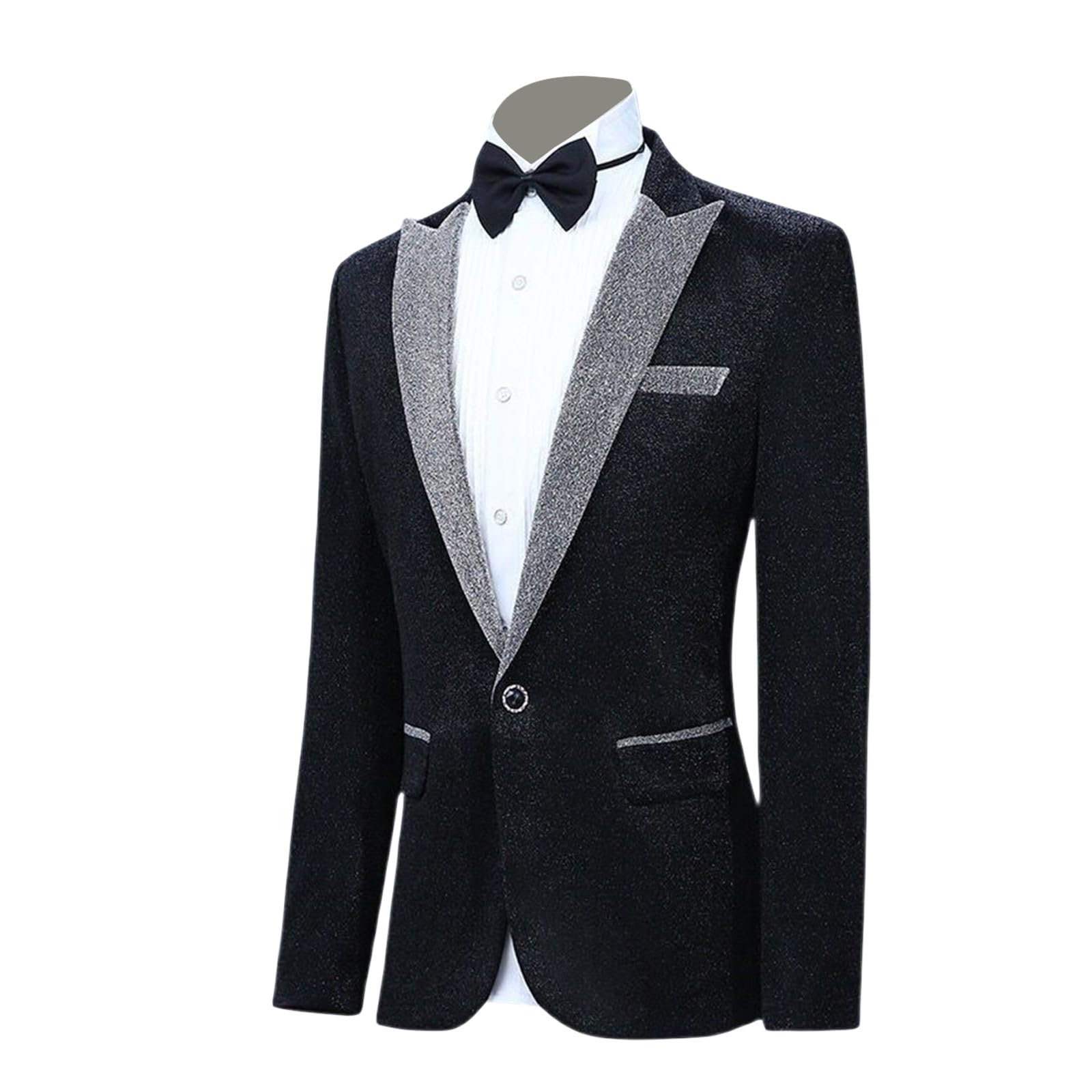Abito con glitter da uomo, per smoking e Capodanno, per feste, elegante, a maniche lunghe, da discoteca, anni '70, anni '80, lucido, slim fit, costume da carnevale