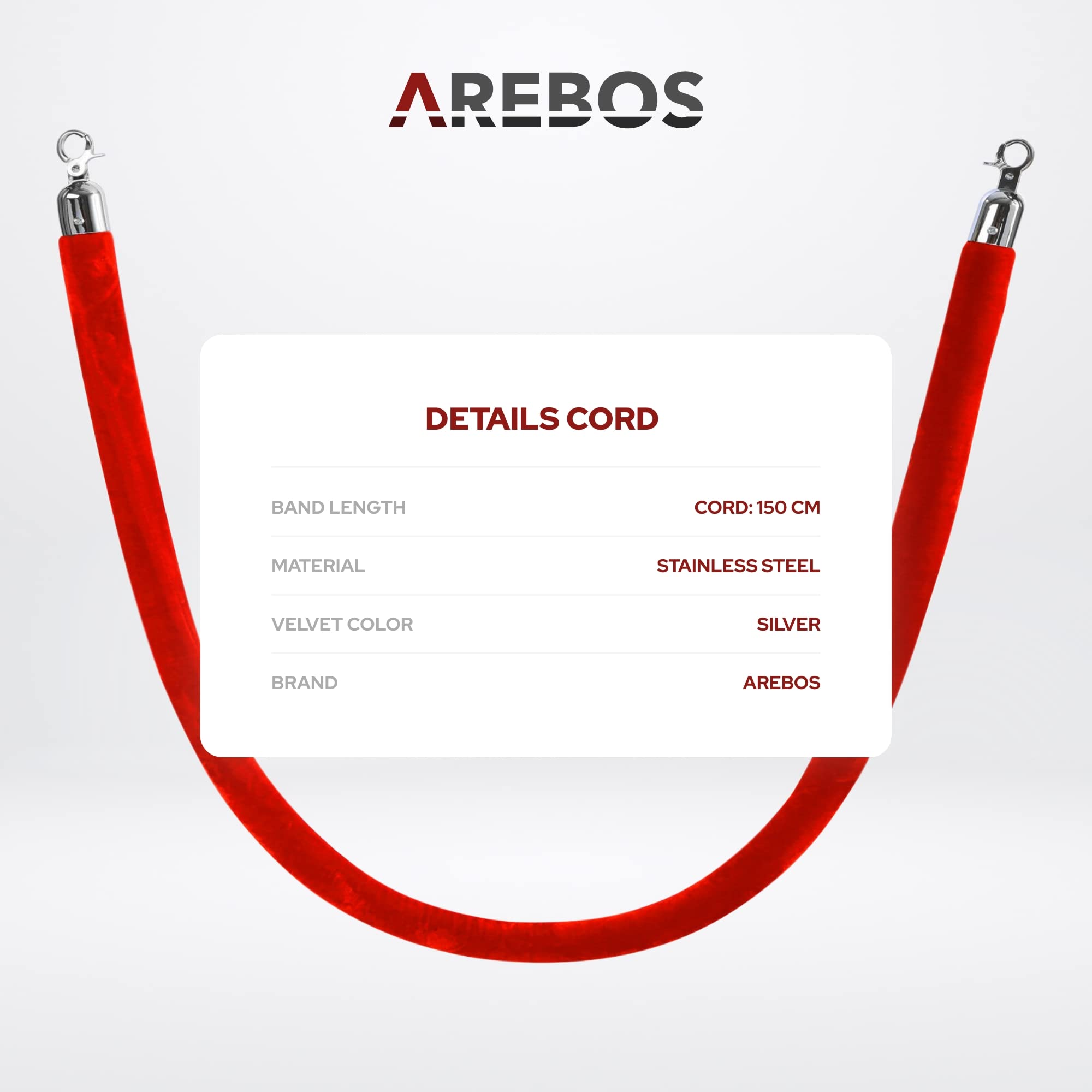 Barriera Corda Velluto Rosso Con Ganci Oro - Corda Per Colonnine 150 Cm, Controllo Folla Elegante Per Hotel, Ristoranti, Eventi