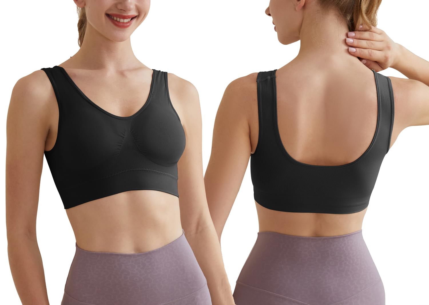 Memoryee Lot de 3 soutiens-gorge de sport pour femme - Grande taille - Inserts sans armatures - Lavables - Rembourrés - Push Up