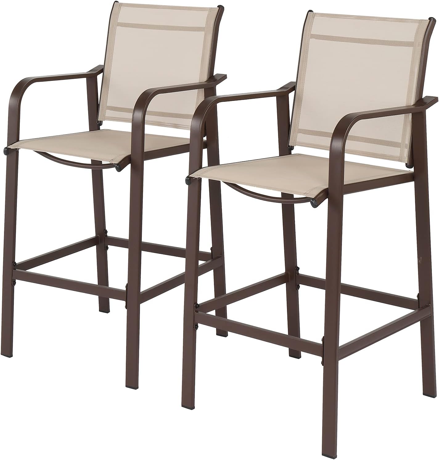 Outdoor Bar Stools Wrought Iron Patio Stools & Patio Bar Chairs Set of 2 Counter Bar Height Stools with Footrest Garden Stool for Pool Lawn Porch,Patio Bar Stools 52 x 60 x 112CM