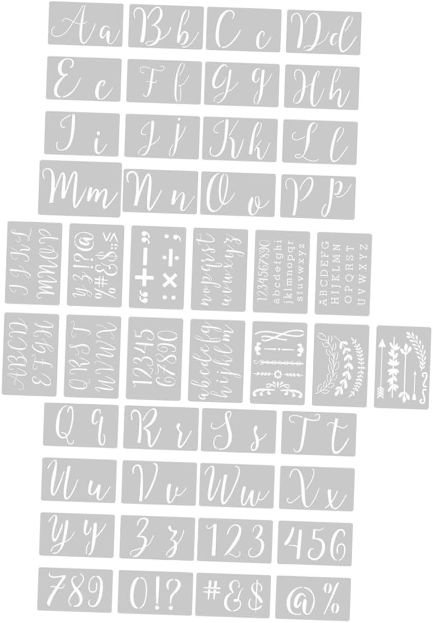 45Pcs Washable Alphabet Stencils for Creative Painting DIY Wall Art Templates for Crafts Reusable Plastic Drawing Stencils for Home Decoration and School Projects
