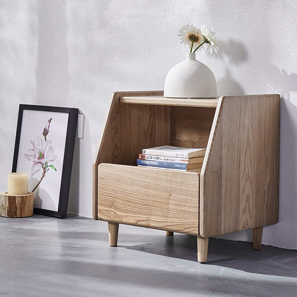 Comodino Comodino Semplice per Camera da Letto Comodino da Ufficio Camera da Letto Deposito Log Piccolo Armadietto Moderno Minimalista Frassino Comodino Nordico in Legno Massello Set Comodino Laterale
