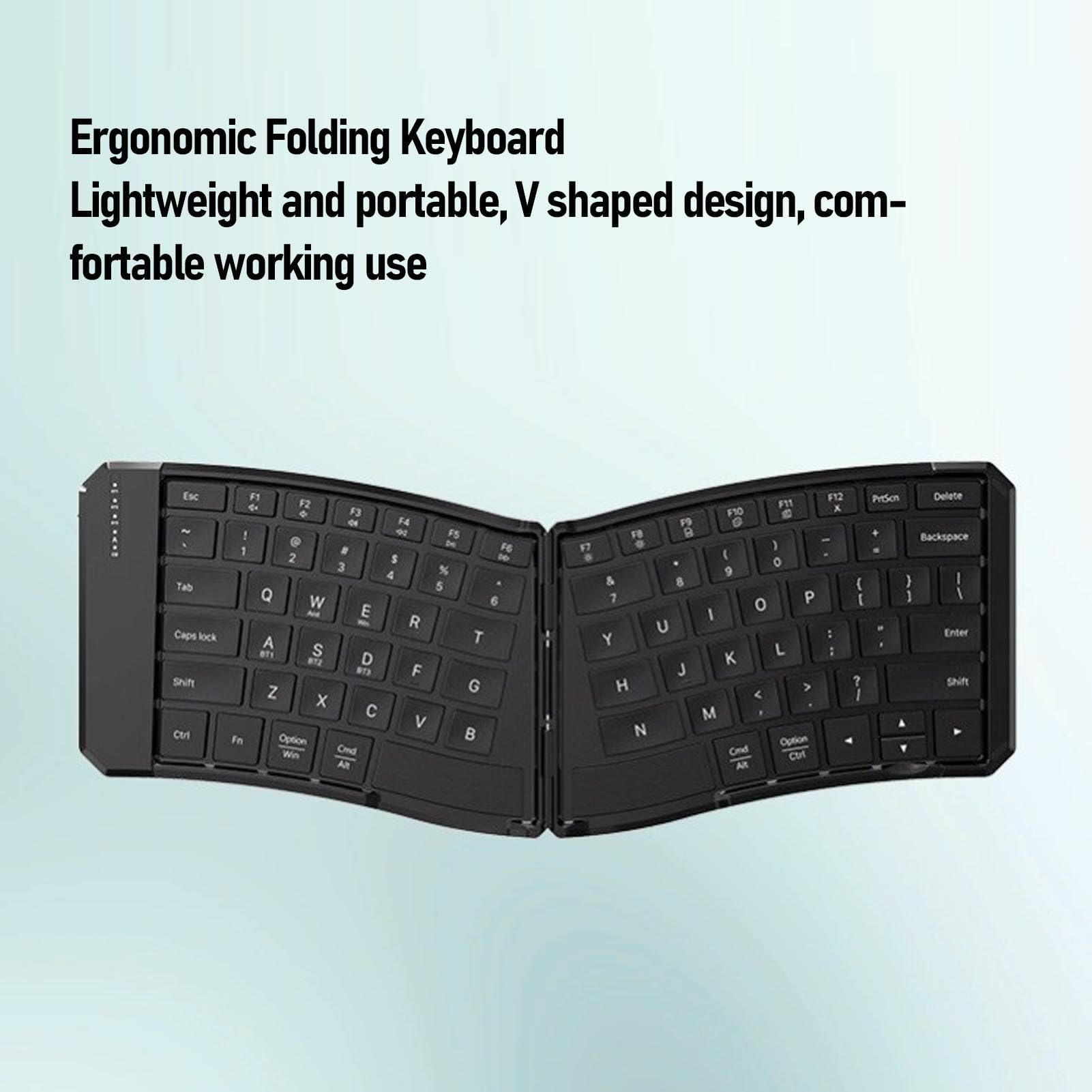 Teclado Ergonómico Plegable, Teclado Bluetooth Inalámbrico Portátil Dividido en Forma de V con Teclas de Interruptor de Tijera, Compatible con iOS OS X para