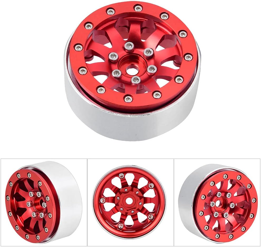 ほとんどの 1/10 RC クローラー用 1.9 インチ 10 穴合金ビードロック ホイールハブ 4 個、放熱設計と取り付けが簡単な