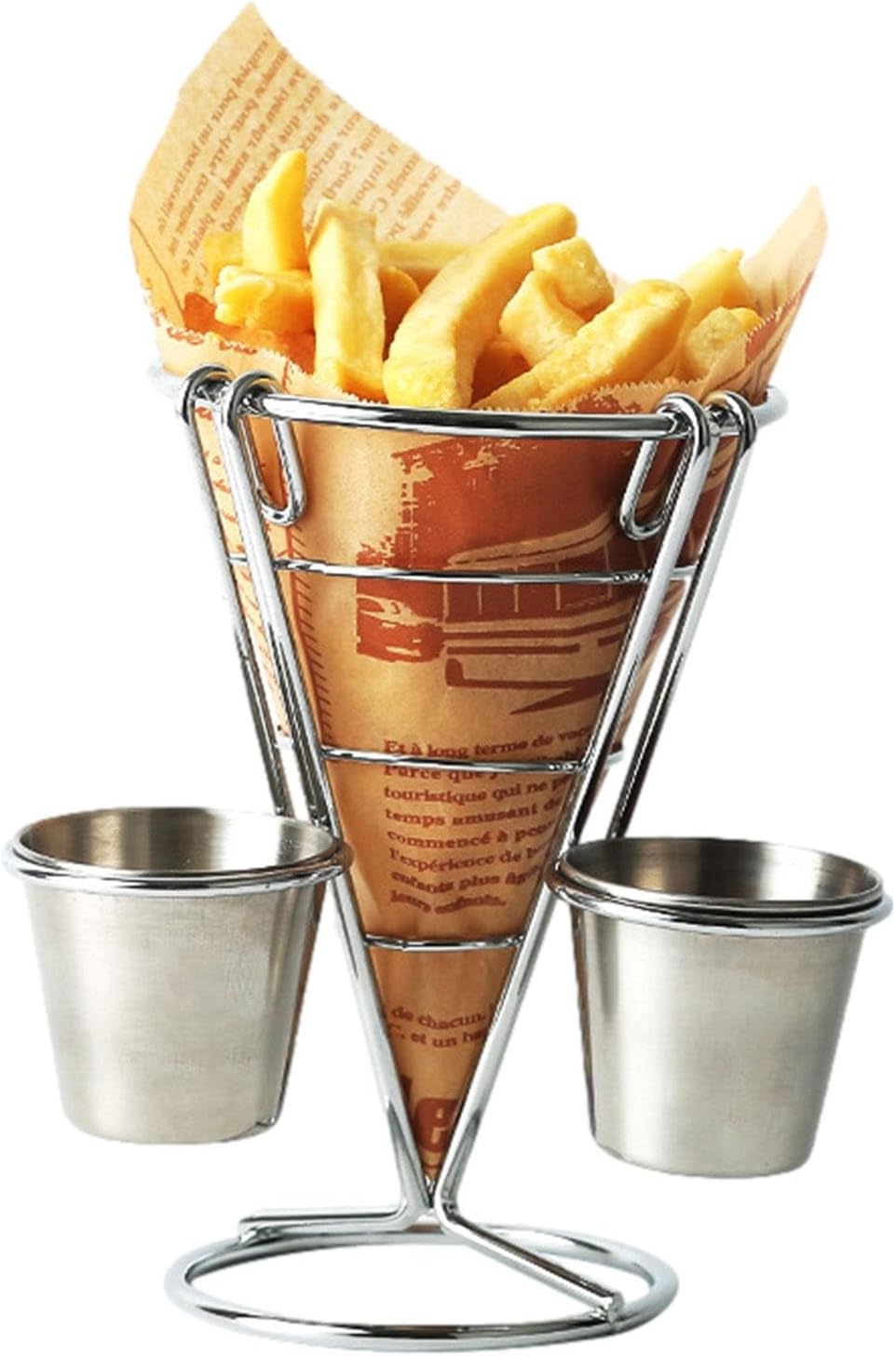 BIGUD Cones Fries holder, Stainless Steel French Fries Chips Holder ...