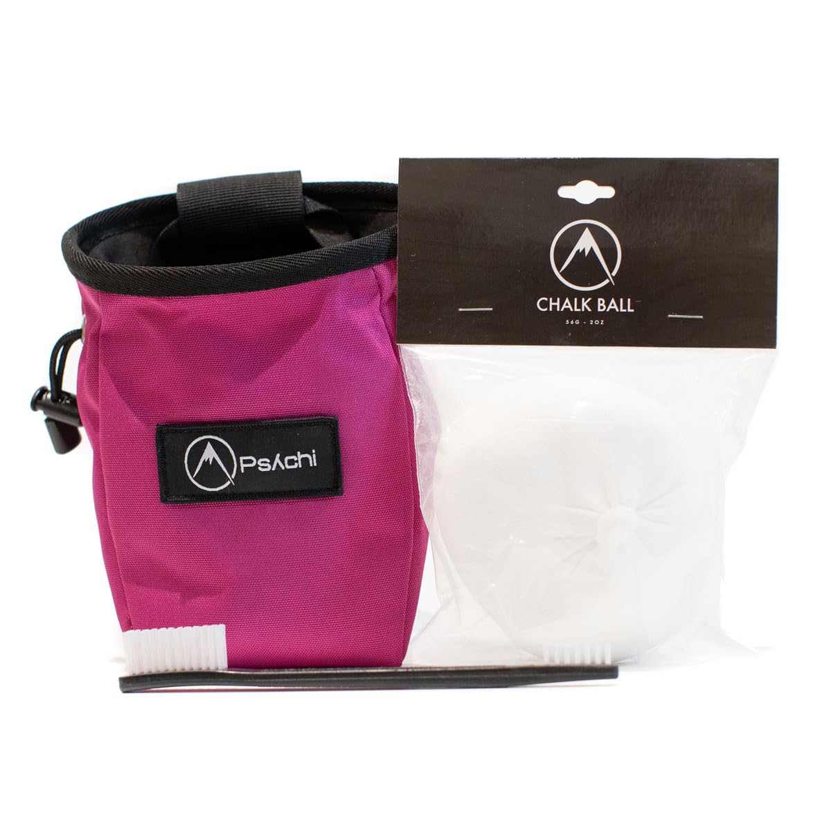 Psychi OG Waist Chalk Bag Starter Pack Bundle for Rock Climbing Bouldering Gym (Magenta)